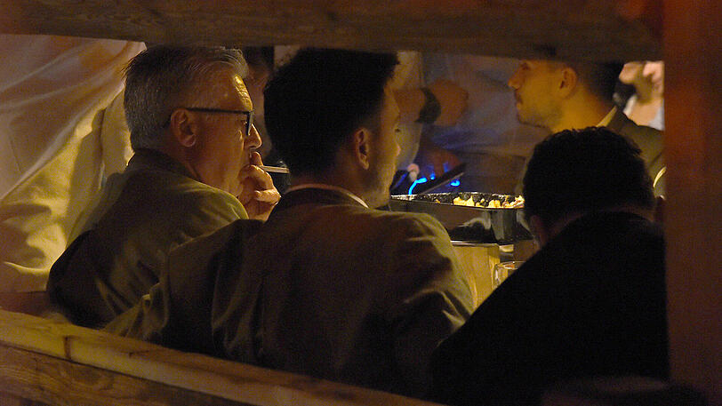 Bayern-Trainer Carlo Ancelotti und Gefolge.