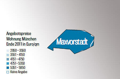 Die Quadratmeterpreise in den Stadtvierteln. Je dunkler das blau, desto teurer die Wohnungen. Alles unter 4000 Euro ist heute günstig. Checken Sie Ihr Viertel. Einfach weiterklicken!