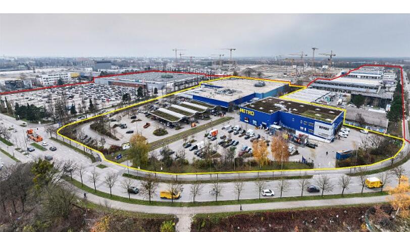 Gelb umrandet ist das Gebiet des Projektumgriffs. Dahinter entsteht das Neubaugebiet Neufreimann. Gelb umrandet ist das Gebiet des Projektumgriffs. Dahinter entsteht das Neubaugebiet Neufreimann.