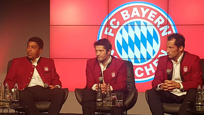 Die neuen Markenbotschafter des FC Bayern: Giovane Elber, Bixente Lizarazu und Hasan Salihamidzic (von links).