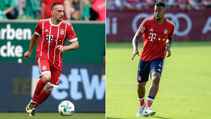Der eine ist fraglich, der andere steht wieder im Kader: Franck Ribéry (links) und Jérôme Boateng. Der eine ist fraglich, der andere steht wieder im Kader: Franck Ribéry (links) und Jérôme Boateng.
