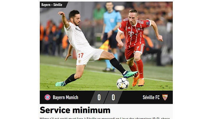 Die L'Equipe stellt den minimalen Aufwand des FC Bayern in den Vordergrund: "Service minimum"
