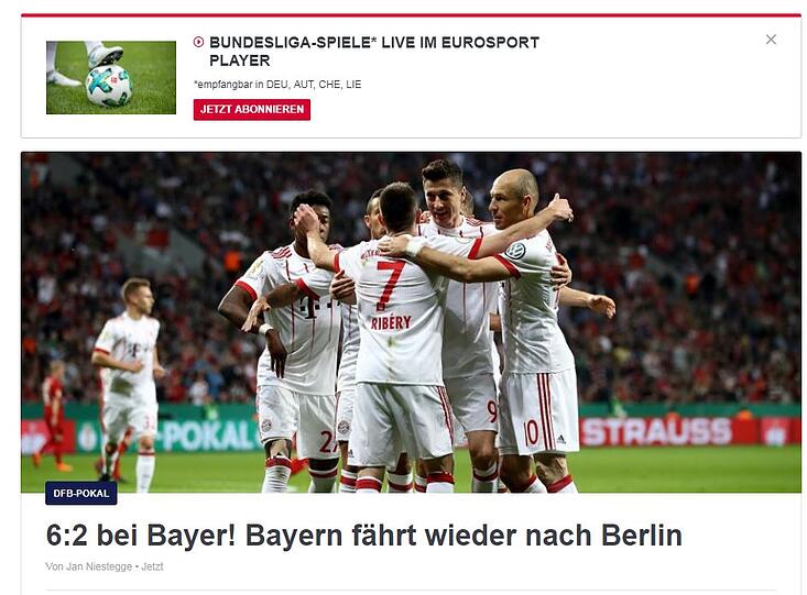 "Bayern fährt nach Berlin", titelt eurosport.com.