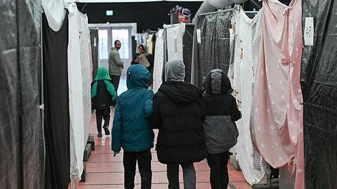 Flüchtlingskinder in einer Flüchtlingsunterkunft.