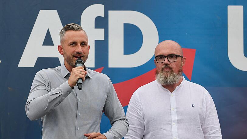AfD-Spitzenkandidat Ulrich Siegmund und Vize-Fraktionschef Hans-Thomas Tillschneider (Archivbild)