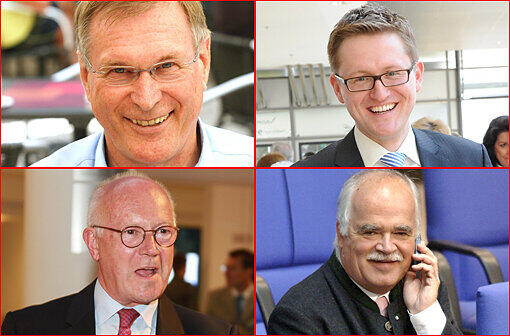 Holten ihre Stimmkreise in München (im Uhrzeigersinn von oben rechts): Wolfgang Stefinger, Peter Gauweiler, Hans-Peter Uhl und Johannes Singhammer.
