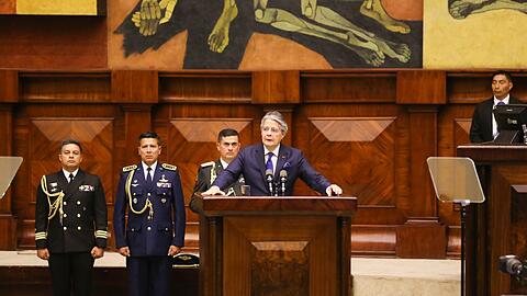 Ecuadors Präsident Guillermo Lasso während einer Sitzung der Nationalversammlung.