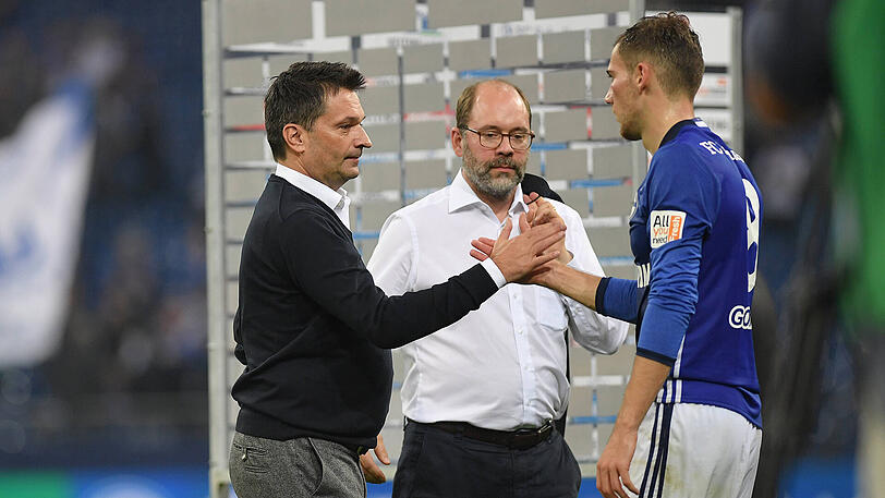 Schalke-Manager Christian Heidel (l.) will Leon Goretzka (r.) unbedingt halten.