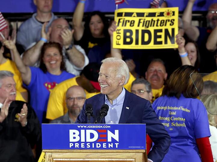 Joe Biden, ehemaliger Vizepräsident der USA und demokratischer Kandidat für die Präsidentschaftswahlen 2020, spricht auf einer Wahlkampfveranstaltung.