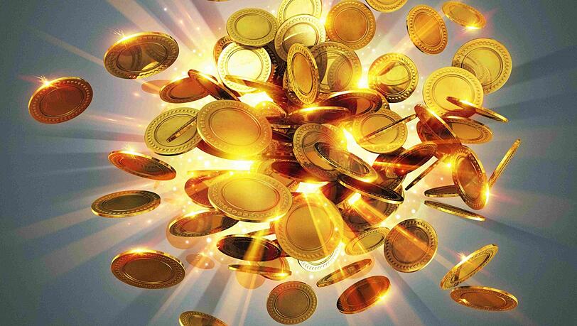Goldene Münzen – ihr Wert richtet sich nach dem Gesamtgewicht und dem Feingehalt an Gold. Goldene Münzen – ihr Wert richtet sich nach dem Gesamtgewicht und dem Feingehalt an Gold.