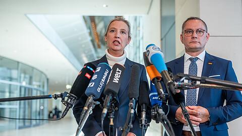 Die AfD-Chefs Alice Weidel und Tino Chrupalla kritisieren "Spielchen" der anderen Parteien.