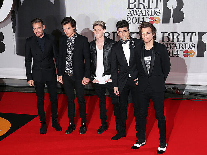 Die britische Band One Direction, von links: Liam Payne, Harry Styles, Niall Horan, Zayn Malik, und Louis Tomlinson