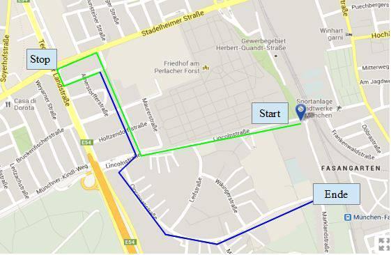 Der Zugweg der Demo nach Stadelheim und retour.