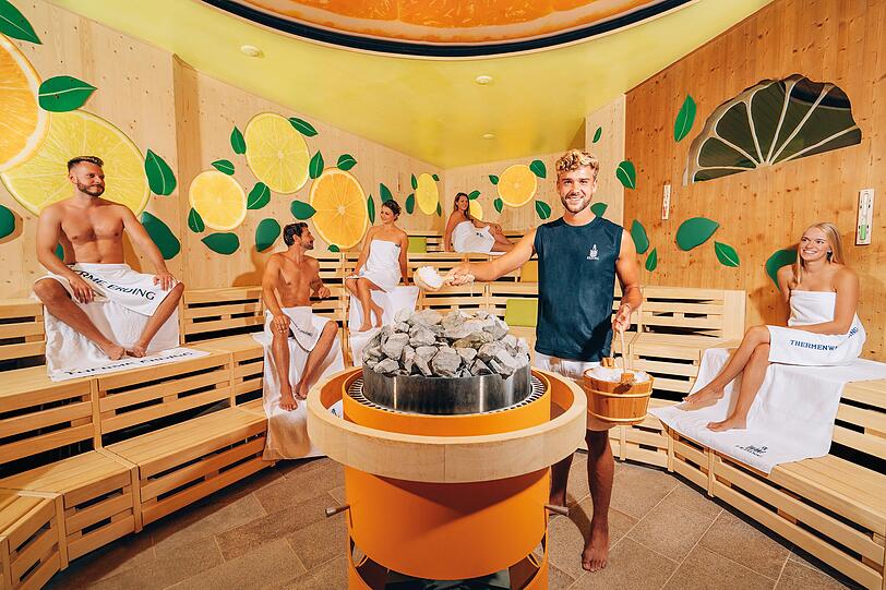 Entspannung und Erholung garantiert in einer der vielen Themensaunen der Therme Erding.