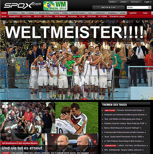 Spox.de in einem Wort: "Weltmeister!"