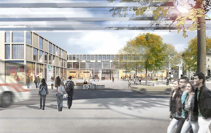Die Architekten hatten auch einen Vorschlag für das neue Einkaufszentrum gemacht - hier der Sieger-Entwurf des städtebaulichen Wettbewerbs.