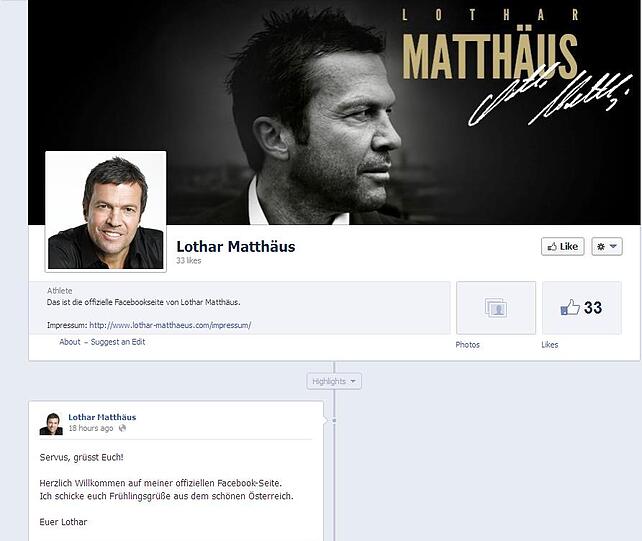 Der Auftritt des Weltmeisters: Lothar Matthäus hat jetzt ein Facebook-Profil.