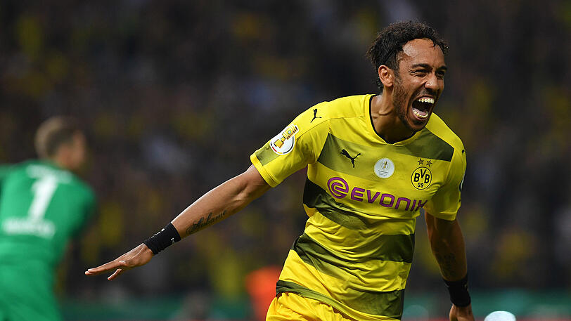 Das Goldtor zum Pokal-Triumph: Pierre-Emerick Aubameyang jubelt über seinen Treffer zum 2:1 für Borussia Dortmund gegen Eintracht Frankfurt.
