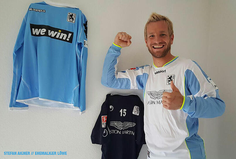 Stefan Aigner ist bestens ausgrüstet: In voller Löwen-Montur fiebert er dem entscheidenden Spiel entgegen.