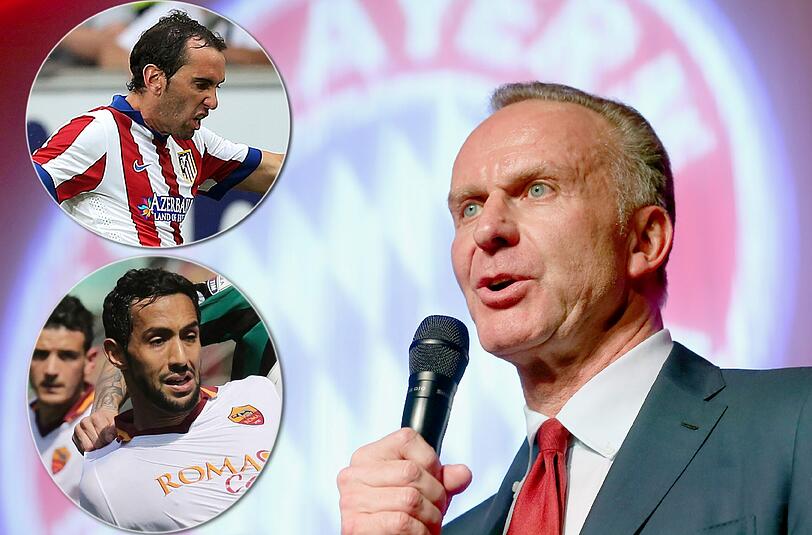 Karl-Heinz Rummenigge wollte sich an den Spekulationen über weitere Transfers nicht beteiligen. Als heiße Wechsel-Kandidaten werden Mehdi Benatia (unten) und Diego Godin gehandelt.