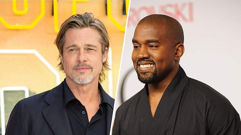 Beim Gottesdienst von Kanye West (r.) war auch Hollywood-Größe Brad Pitt (l.) anwesend