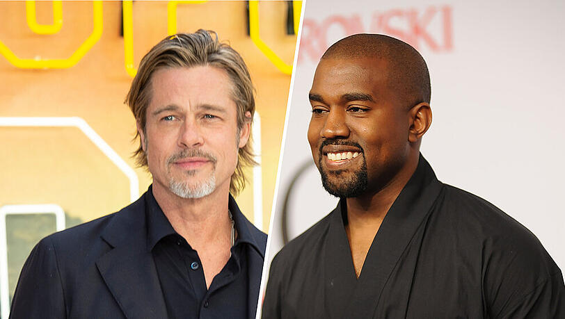Beim Gottesdienst von Kanye West (r.) war auch Hollywood-Größe Brad Pitt (l.) anwesend Beim Gottesdienst von Kanye West (r.) war auch Hollywood-Größe Brad Pitt (l.) anwesend