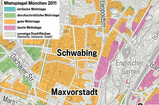 Zahlen Sie zu viel Miete? Klicken Sie durch die verschiedenen Viertel, und checken, in welcher Lage Sie wohnen.