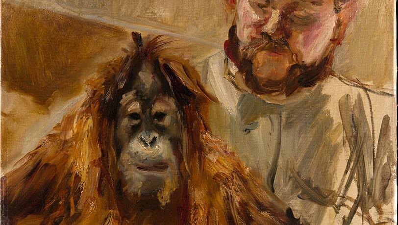 Max Slevogt hat dem Orang-Utan „Seemann“ - hier mit seinem Wächter um 1901 - mehrere Bilder gewidmet. Max Slevogt hat dem Orang-Utan „Seemann“ - hier mit seinem Wächter um 1901 - mehrere Bilder gewidmet.