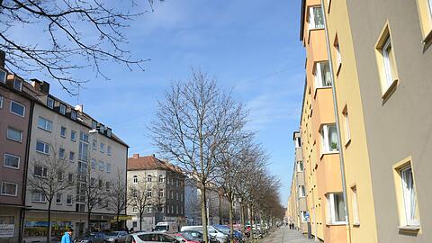 Wohnhäuser entlang der Pilgersheimer Straße.