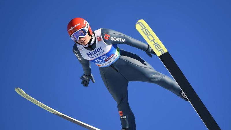 Katharina Althaus beim WM-Springen in Seefeld. Katharina Althaus beim WM-Springen in Seefeld.