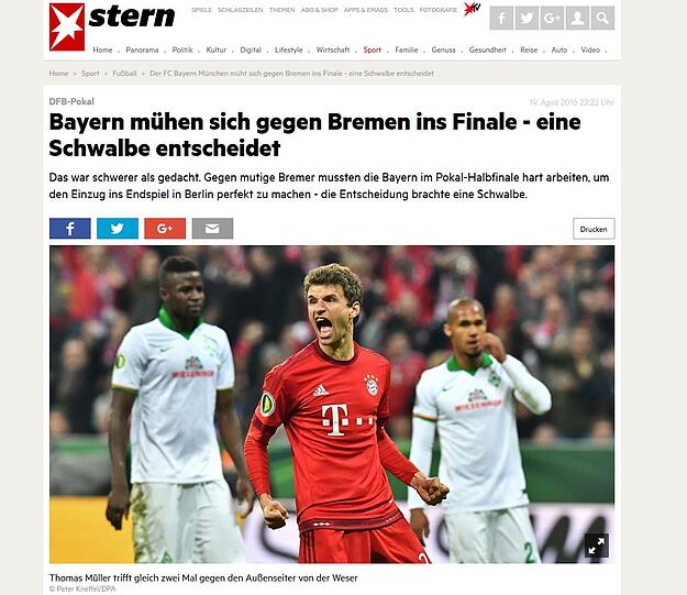 Der Stern sah die Schwalbe als spielentscheidend an.