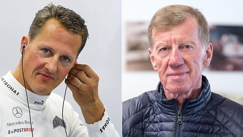 Der zweimalige Rallye-Weltmeister Walter Röhrl (rechts) erzählt eine Geschichte, in der der siebenmalige Formel-1-Weltmeister Michael Schumacher ziemlich alt aussieht.