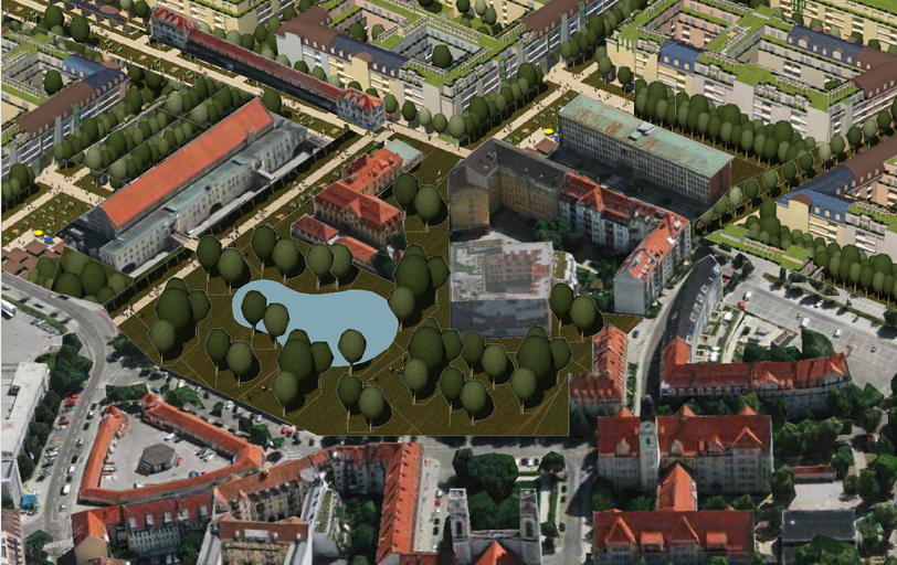 Ein Biergarten und ein kleiner See könnten dort auch noch hinpassen – und etwa 6000 Wohnungen, glaubt der Architekt.