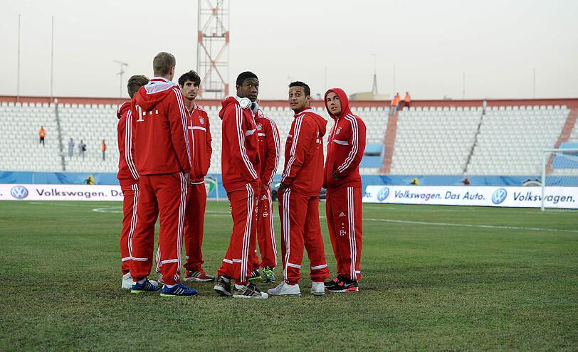 Letzte Besprechung der Bayern-Stars vor dem Spiel.