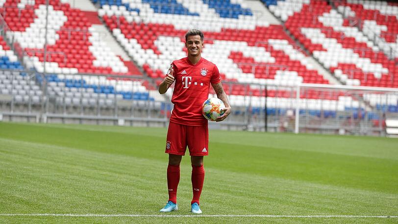 Coutinho bei seiner Vorstellung in der Allianz Arena.