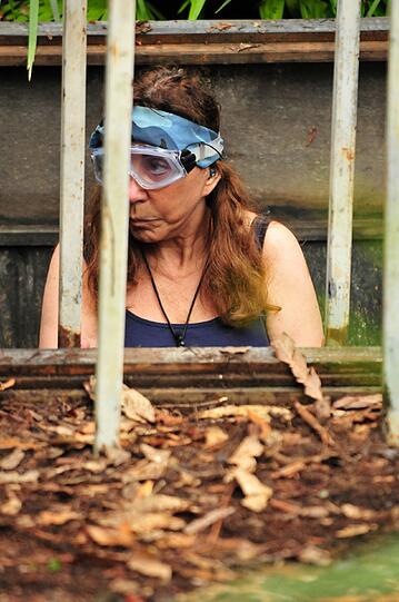 Tina York zeigte sich in der "Tierkammer" tapfer.
