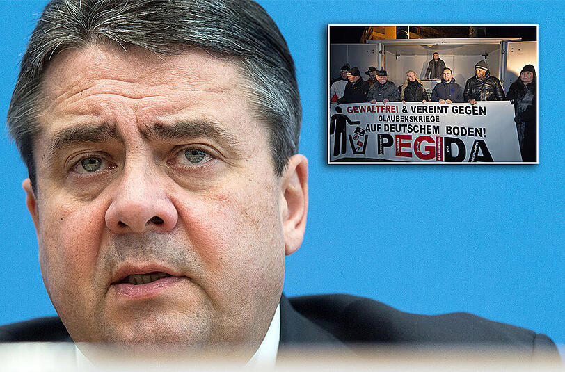 SPD-Chef Sigmar Gabriel: "Es gibt ein demokratisches Recht darauf, rechts zu sein oder deutschnational. Sogar ein Recht, Dummheiten zu verbreiten wie die angebliche Islamisierung Deutschlands."