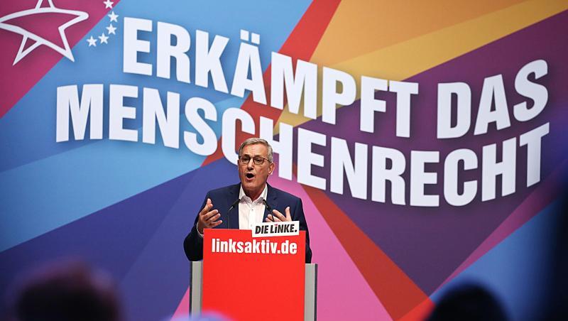 Bernd Riexinger bei seiner Rede auf dem Europawahl-Parteitag in Bonn. Bernd Riexinger bei seiner Rede auf dem Europawahl-Parteitag in Bonn.