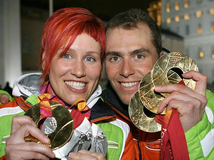 Die Biathleten Wilhelm (l) und Greis gehörten 2006 zu den erfolgreichsten Medaillensammlern.
