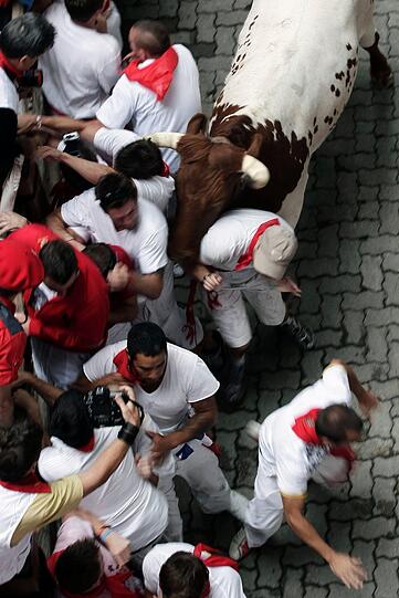 Der erste Lauf der Fiesta von San Fermin.