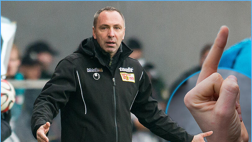 Mittelfinger gegen die eigenen Fans! Nach der Niederlage 1860 zeigte Union Coach Norbert Düwel die unangebrachte Geste. Mittelfinger gegen die eigenen Fans! Nach der Niederlage 1860 zeigte Union Coach Norbert Düwel die unangebrachte Geste.