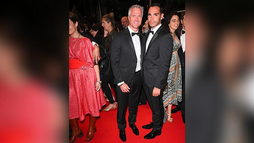 Ralf Schumacher und Étienne Bousquet-Cassagne bei der "Alpha"-Filmpremiere in Cannes.