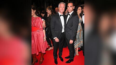 Ralf Schumacher und Étienne Bousquet-Cassagne bei der "Alpha"-Filmpremiere in Cannes.