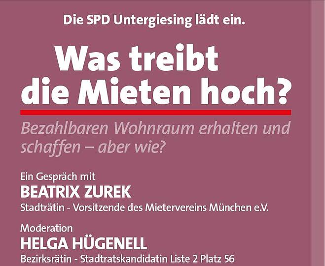 Am 25. Februar lädt die Untergiesinger SPD zur Diskussion.