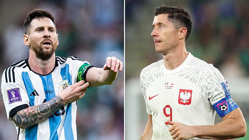 Argentiniens Lionel Messi (l) und Polens Robert Lewandowski.