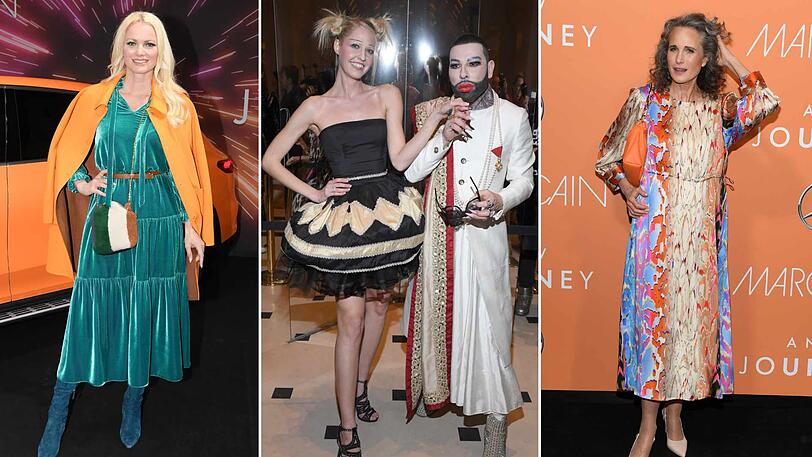 Model Franziska Knuppe, Designer Harald Glööckler und Hollywood-Star Andie MacDowell auf der Berliner Fashion Week.
