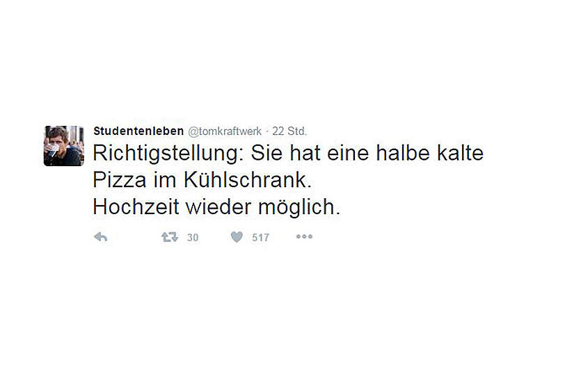 Nach dem Fund einer Tiefkühl-Pizza zeigte sich Tom schon wieder heiratswilliger.