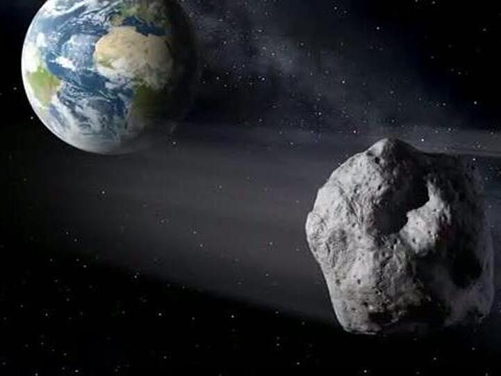 Die künstlerische Darstellung zeigt einen erdnahen Asteroiden im Vorbeiflug.