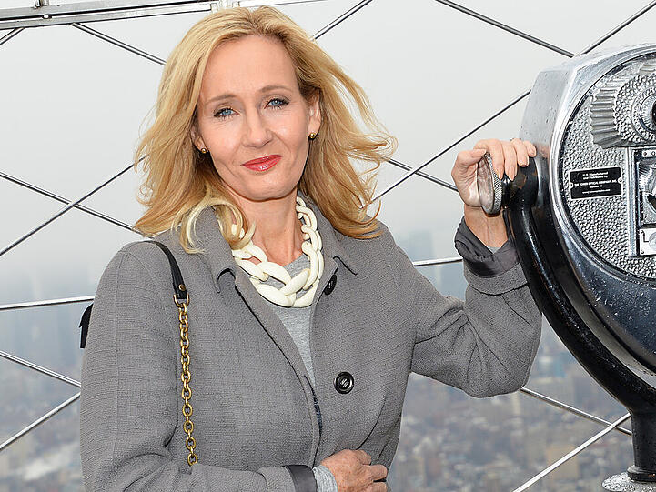 J.K. Rowling auf dem Dach des Empire State Buildings in Manhattan/New York