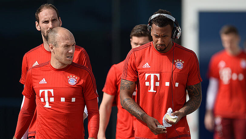 Auf dem Weg zurück ins Team - die Bayern-Stars Robben (links) und Boateng. Auf dem Weg zurück ins Team - die Bayern-Stars Robben (links) und Boateng.